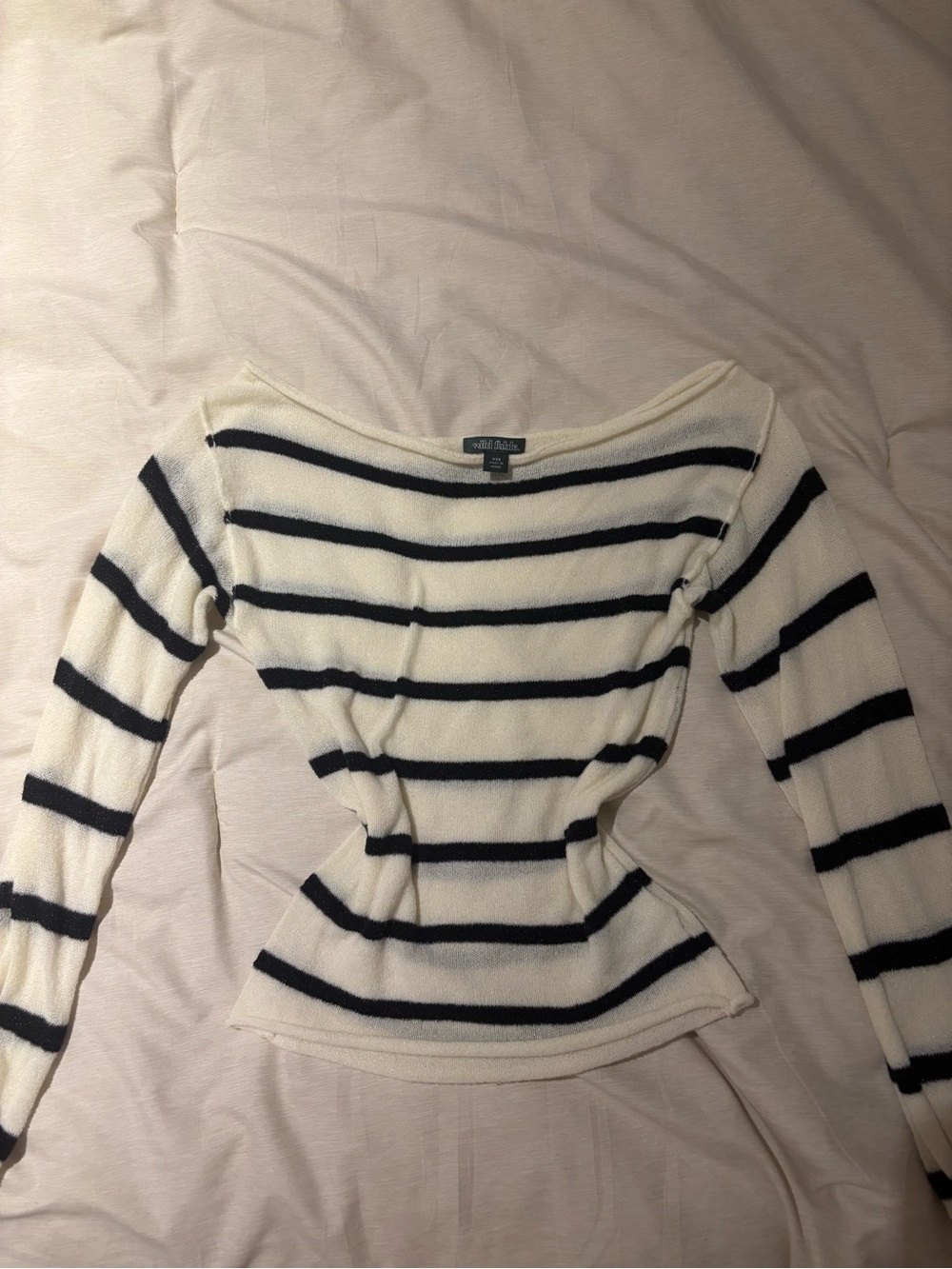 Cream and Black Striped Knit Top